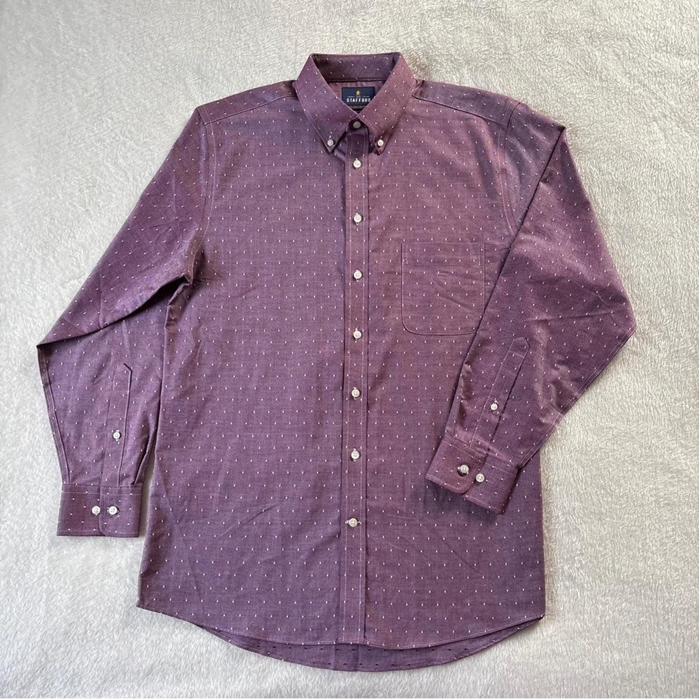 Stafford Purple Casual Button Down Shirt
